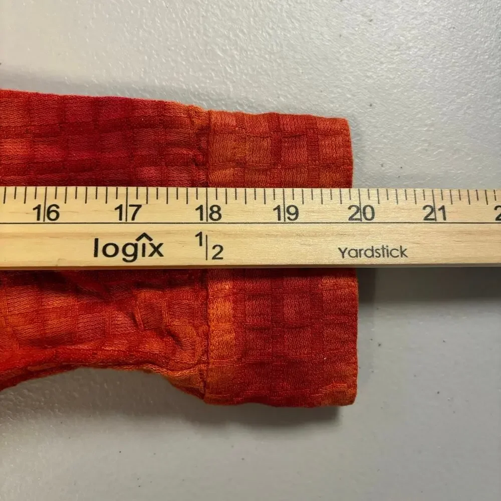 Julia Kin‎ Jacket Women Small Orange Art to Wear Boho Floral Embroidered Shirt - Picture 7 of 9